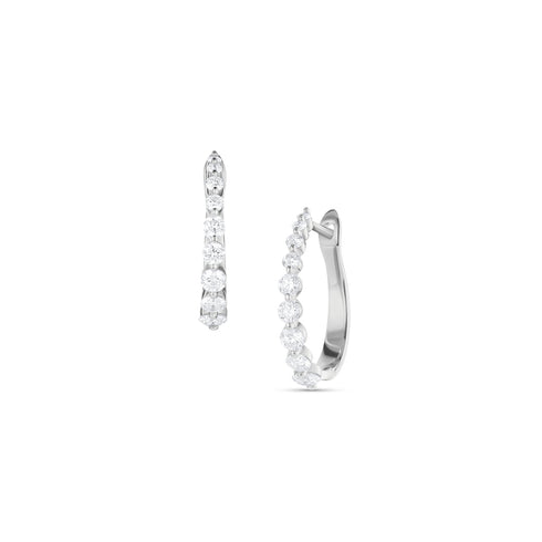 Dominique Cohen graduated diamond bubble 1 carat petite hoop earrings in white gold<span class='visuallyhidden'>; shop help at 760-978-9297.</span>